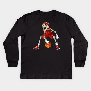 Come at me Bro Skeleton Dribbling Basketball Kids Long Sleeve T-Shirt